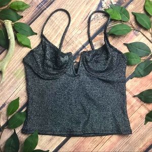 Judy’s Vintage Size Small Underwire V Cut Metallic Crop Tank Top